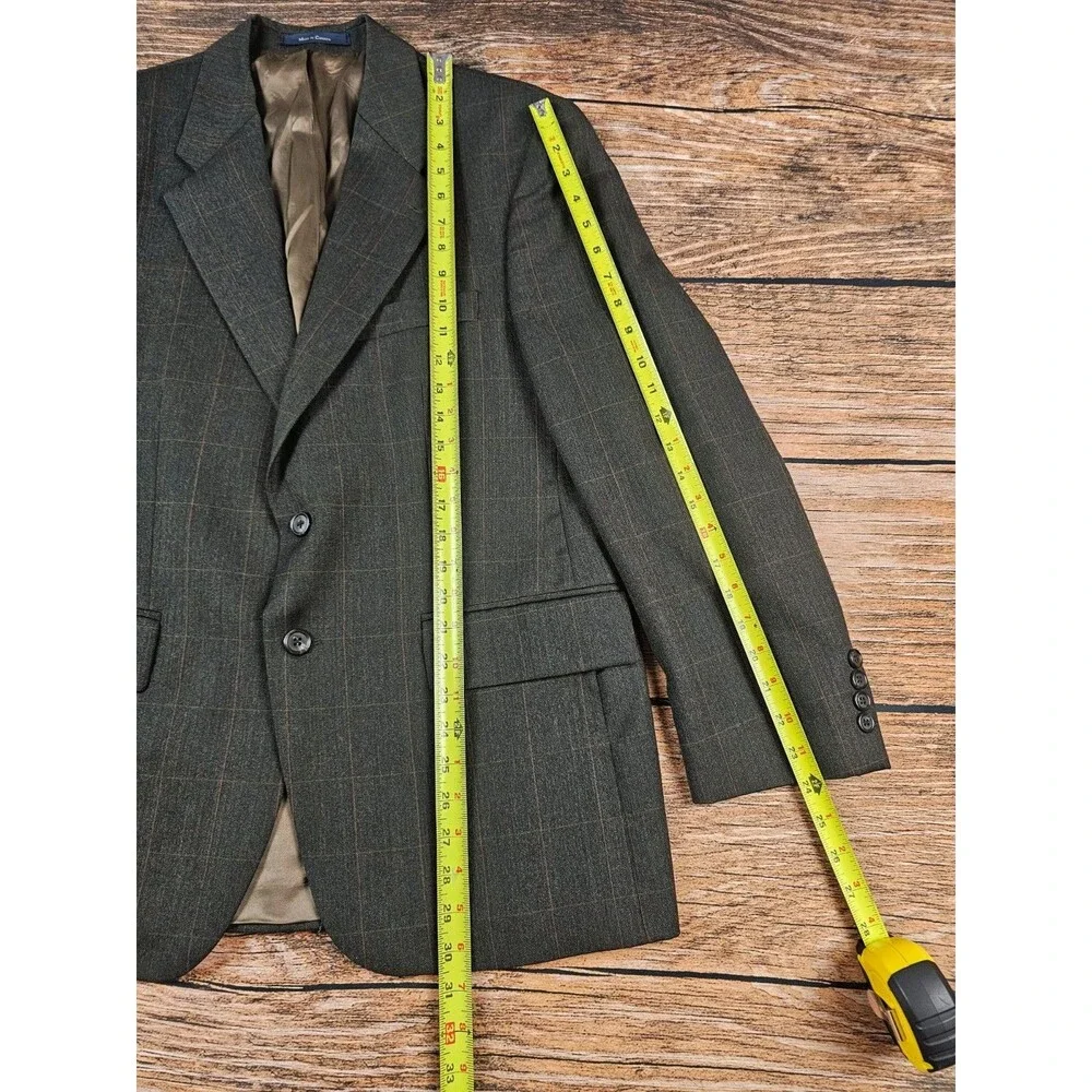 Polo University Mens 40S Brown Widowpane 2-Btn Blazer Jacket Sport Coat Wool EUC - Picture 10 of 12